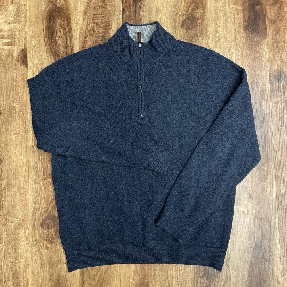 FAHERTY BRAND JACKSON 1/4 QUARTER-ZIP SWEATER BLUE CLOUD SOFT COTTON  L